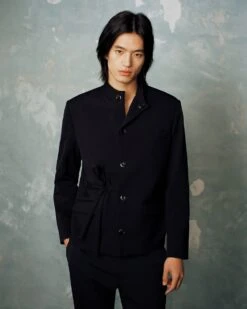 Nanushka Olle - Collarless Shirt - Black