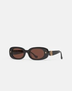Nanushka Aliza - Bio-Plastic Oval-Frame Sunglasses - Black -Nanushka Wear Shop ALIZA BLACK BIO PLASTIC 02
