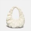 Nanushka Anja Bag - Ruched Patent Alt-Leather Shoulder Bag - Creme -Nanushka Wear Shop ANJA OFF WHITE PATENT 01