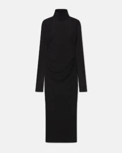 Nanushka Cardia - Mesh-Jersey Turtleneck Dress - Black -Nanushka Wear Shop CARDIA BLACK SOLID MESH JERSEY