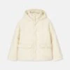Nanushka Hide Hood - Tech Poplin Hooded Puffer Jacket - Creme
