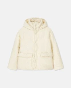 Nanushka Hide Hood - Tech Poplin Hooded Puffer Jacket - Creme