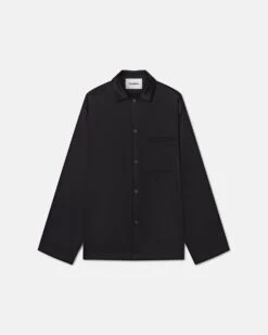 Nanushka Jelmer - Long-Sleeve Slip-Satin Shirt - Black -Nanushka Wear Shop JELMER BLACK SLIPSATIN 01