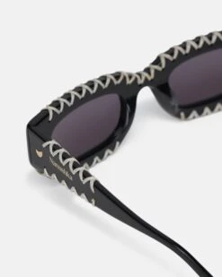 Nanushka Kadee Crochet - Crocheted D-Frame Sunglasses - Black -Nanushka Wear Shop KADEECROCHET BLACK BIOPLASTIC 3