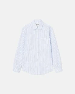 Nanushka Kaleb - Striped Cotton Shirt - White Blue -Nanushka Wear Shop KALEB WHITE BLUE STRIPE SHIRTING 01 81fdc161 985b 4fc2 a10a 72c7a69c7e5a
