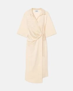 Nanushka Lais - Draped Front Shirt Dress - Creme