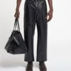 Nanushka Ferre - Regenerated Leather Pants - Black -Nanushka Wear Shop NAN SS24 ECOMM MW BOTTOM DETAIL CROPPED 52