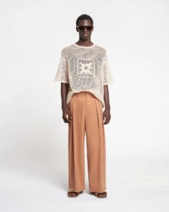 Nanushka Estienne - Crochet Lace T-Shirt - Creme -Nanushka Wear Shop NAN SS24 ECOMM MW FULL BODY CROPPED 12