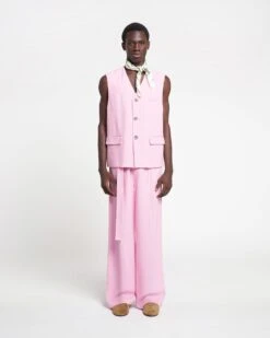 Nanushka Semme - Silk Viscose Tweed Vest - Orchid 9 Nanushka Semme - Silk Viscose Tweed Vest - Orchid -Nanushka Wear Shop NAN SS24 ECOMM MW FULL BODY CROPPED 42