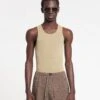 Nanushka Levon - Mesh-Jersey Tank Top - Pale Olive