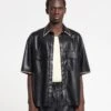 Nanushka Mance - Raffia-Trimmed Okobor™ Alt-Leather Jacket - Black