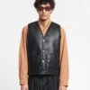 Nanushka Luben - Regenerated Leather Vest - Black Brown -Nanushka Wear Shop NAN SS24 ECOMM MW TOP DETAIL CROPPED 32