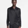 Nanushka Tebbe - Slip Satin Wrap Shirt - Black -Nanushka Wear Shop NAN SS24 ECOMM MW TOP DETAIL CROPPED 90