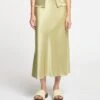 Nanushka Razi - Slip Satin Midi Skirt - Lime Yellow -Nanushka Wear Shop NAN SS24 ECOMM WW BOTTOM DETAIL CROPPED 03
