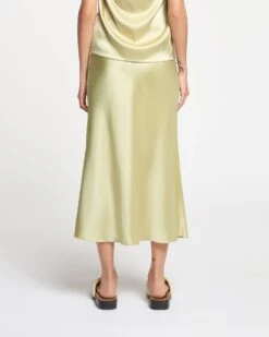 Nanushka Razi - Slip Satin Midi Skirt - Lime Yellow -Nanushka Wear Shop NAN SS24 ECOMM WW BOTTOM DETAIL CROPPED 04