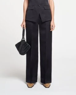 Nanushka Lanai - Tailored Tech-Satin Pants - Black