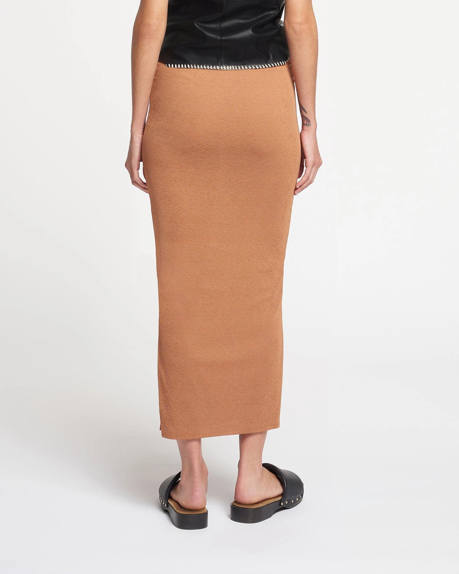 Nanushka Norine - Ruched Mesh-Jersey Midi Skirt - Caramel 4 Nanushka Norine - Ruched Mesh-Jersey Midi Skirt - Caramel - Image 2