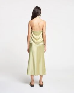 Nanushka Neline - Draped Slip Satin Top - Lime Yellow -Nanushka Wear Shop NAN SS24 ECOMM WW FULL BODY CROPPED 04 e3bf8622 3c0a 4334 b5b5 bc9f43a1254a