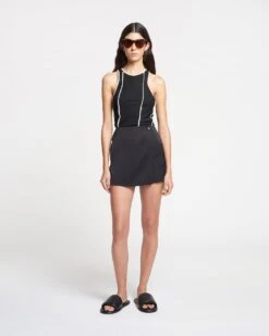 Nanushka Svana - Tech-Satin Wrap Mini Skort - Black -Nanushka Wear Shop NAN SS24 ECOMM WW FULL BODY CROPPED 08