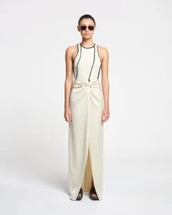 Nanushka Myde - Draped Crisp-Satin Maxi Skirt - Creme -Nanushka Wear Shop NAN SS24 ECOMM WW FULL BODY CROPPED 114