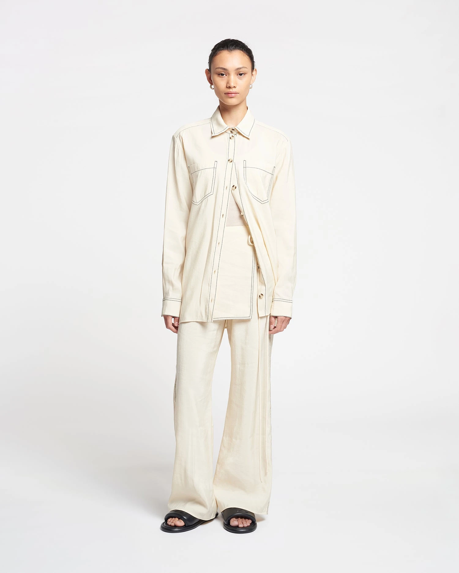Nanushka Evea - Glass Poplin Pants - Oat 7 Nanushka Evea - Glass Poplin Pants - Oat - Image 5