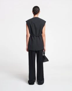 Nanushka Astrid - Washed-Canvas Vest - Black -Nanushka Wear Shop NAN SS24 ECOMM WW FULL BODY CROPPED 128