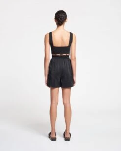 Nanushka Masami - Glass Poplin Shorts - Black -Nanushka Wear Shop NAN SS24 ECOMM WW FULL BODY CROPPED 134