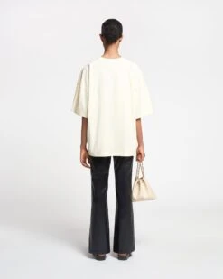 Nanushka Wren - Small Embroidered Cotton-Jersey T-Shirt - Creme/Green -Nanushka Wear Shop NAN SS24 ECOMM WW FULL BODY CROPPED 222