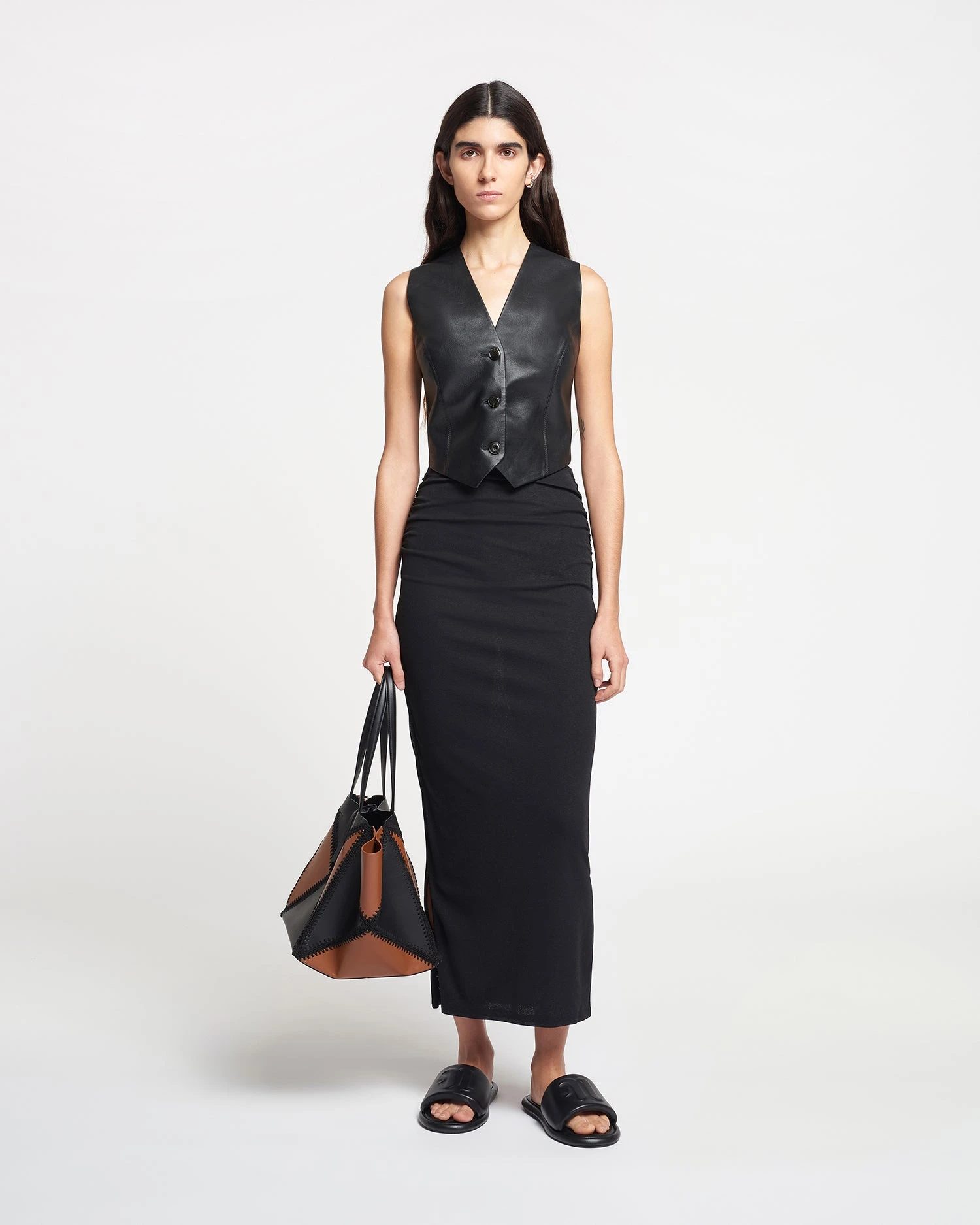 Nanushka Arnona - Cropped Regenerated Leather Vest - Black 4 Nanushka Arnona - Cropped Regenerated Leather Vest - Black - Image 2