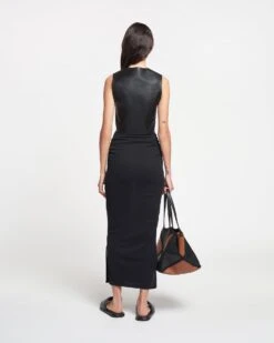 Nanushka Arnona - Cropped Regenerated Leather Vest - Black 9 Nanushka Arnona - Cropped Regenerated Leather Vest - Black -Nanushka Wear Shop NAN SS24 ECOMM WW FULL BODY CROPPED 37