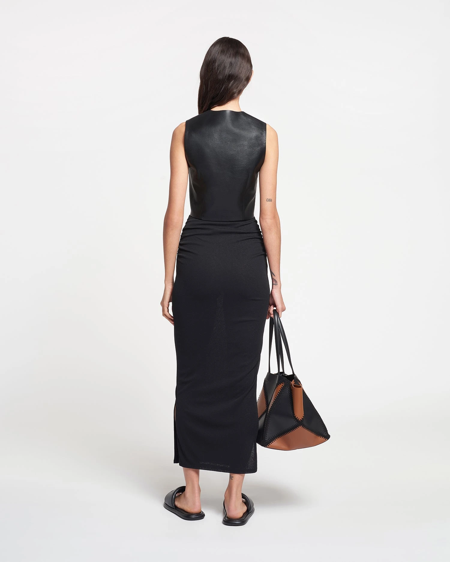 Nanushka Arnona - Cropped Regenerated Leather Vest - Black 5 Nanushka Arnona - Cropped Regenerated Leather Vest - Black - Image 3