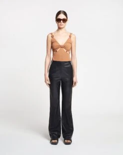 Nanushka Manola - Okobor™ Alt-Leather Pants - Black -Nanushka Wear Shop NAN SS24 ECOMM WW FULL BODY CROPPED 46
