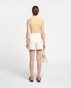 Nanushka Carmine - Crocheted Ribbed-Knit Top - Sun Yellow -Nanushka Wear Shop NAN SS24 ECOMM WW FULL BODY CROPPED 61