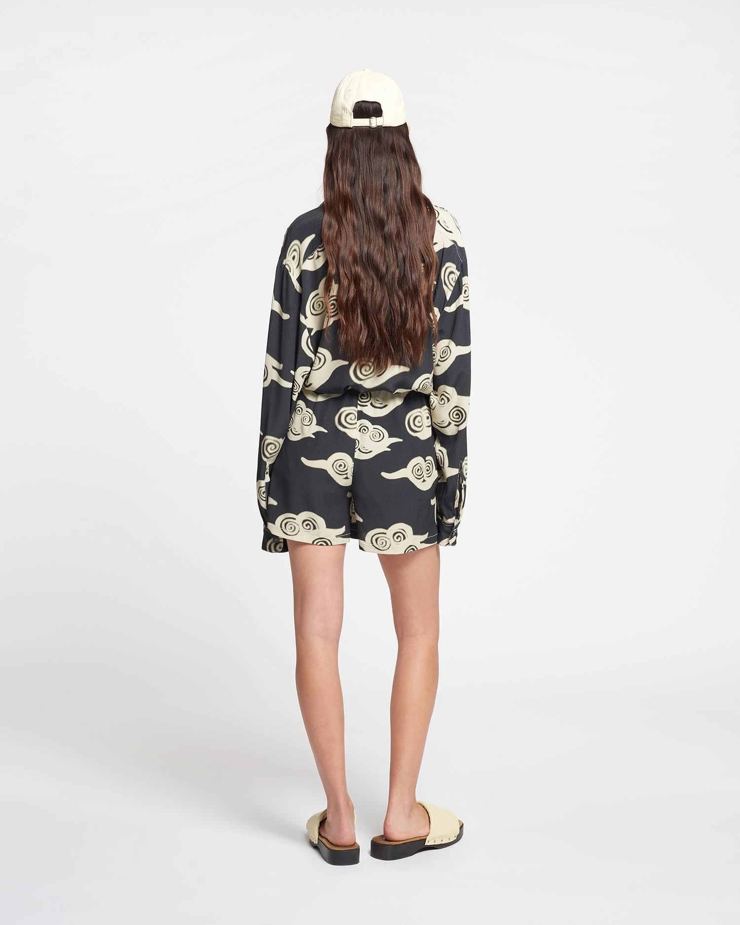 Nanushka Masami - Printed Crepe Shorts - Cloud Black/Creme 6 Nanushka Masami - Printed Crepe Shorts - Cloud Black/Creme - Image 4