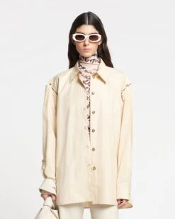 Nanushka Weeko - Poplin Shirt - Beige