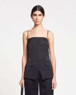 Nanushka Alessa - Tailored Tech-Satin Vest - Black