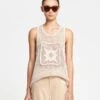 Nanushka Myrtille - Crochet Lace Tank Top - Creme