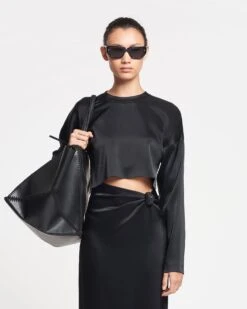 Nanushka Beatriz - Slip Satin Maxi Dress - Black 9 Nanushka Beatriz - Slip Satin Maxi Dress - Black -Nanushka Wear Shop NAN SS24 ECOMM WW TOP DETAIL CROPPED 142