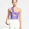 Nanushka Alvin - Twisted Crisp-Satin Top - Iris -Nanushka Wear Shop NAN SS24 ECOMM WW TOP DETAIL CROPPED 145