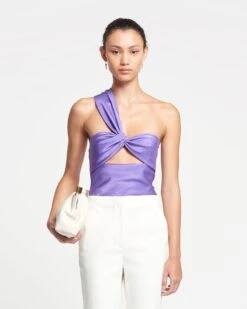 Nanushka Alvin - Twisted Crisp-Satin Top - Iris