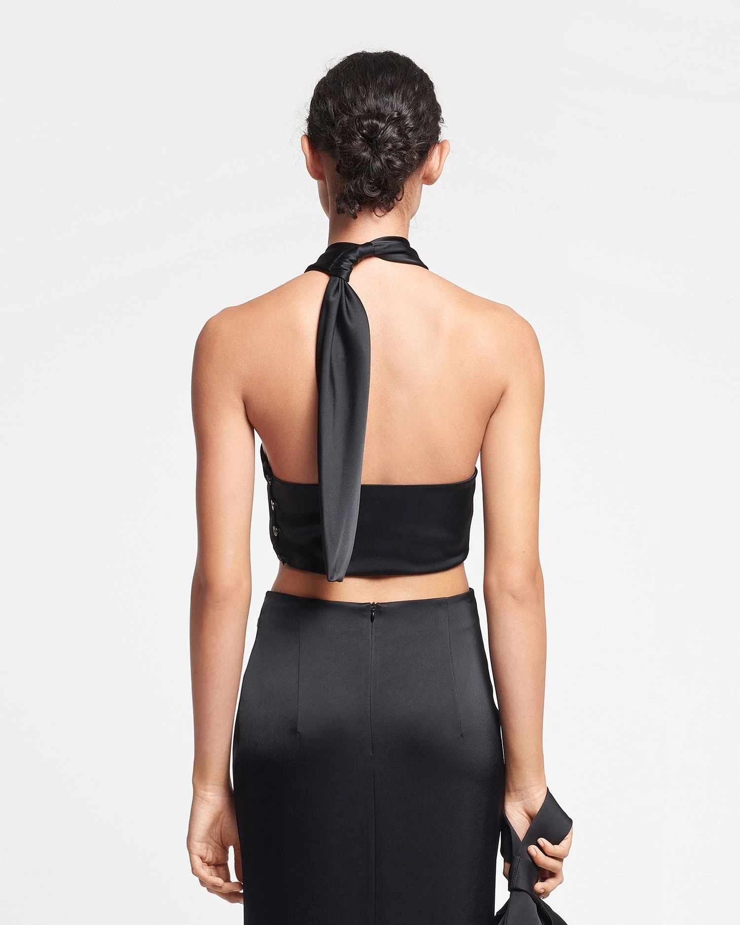 Nanushka Maru - Knotted Slip Satin Bralette - Black 6 Nanushka Maru - Knotted Slip Satin Bralette - Black - Image 4