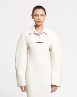 Nanushka Brisia - Cropped Regenerated Leather Bolero - Creme