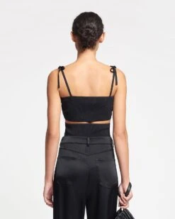 Nanushka Savera - Ribbed-Knit Top - Black -Nanushka Wear Shop NAN SS24 ECOMM WW TOP DETAIL CROPPED 174