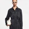 Nanushka Metta - Glass Poplin Shirt Dress - Black