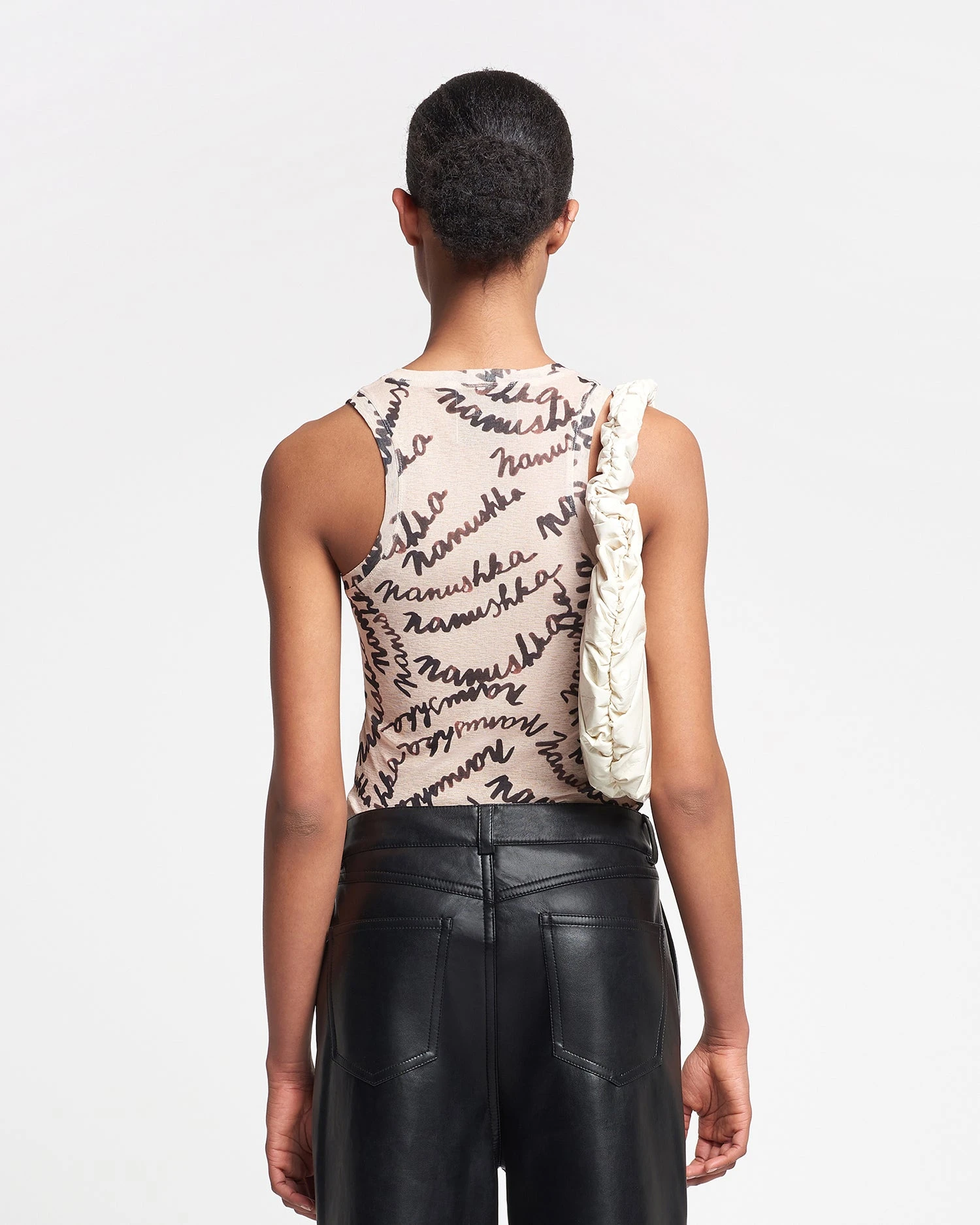 Nanushka Anneke - Mesh-Jersey Tank Top - Scribble Logo 4 Nanushka Anneke - Mesh-Jersey Tank Top - Scribble Logo - Image 2