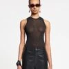 Nanushka Anneke - Mesh-Jersey Tank Top - Black