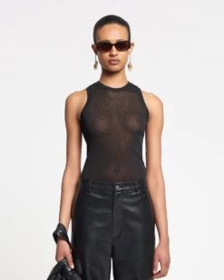 Nanushka Anneke - Mesh-Jersey Tank Top - Black