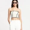 Nanushka Luisa - Patchwork Mesh-Jersey Tube Top - White Wax/Black
