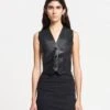 Nanushka Arnona - Cropped Regenerated Leather Vest - Black 2 Nanushka Arnona - Cropped Regenerated Leather Vest - Black -Nanushka Wear Shop NAN SS24 ECOMM WW TOP DETAIL CROPPED 36