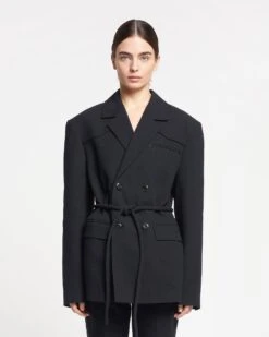 Nanushka Julienne - Washed-Canvas Blazer - Black